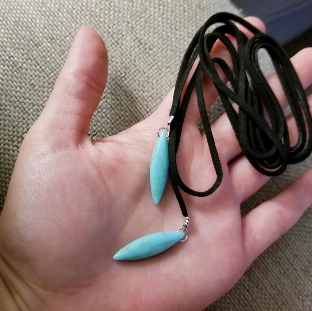 Long Vegan Leather Boho String Choker Necklace - Picture 4 of 8